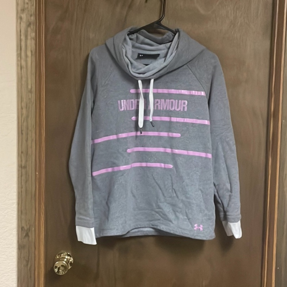 Under Armour‎ Pullover Hoodie Sweatshirt Grey Purple Lilac Medium